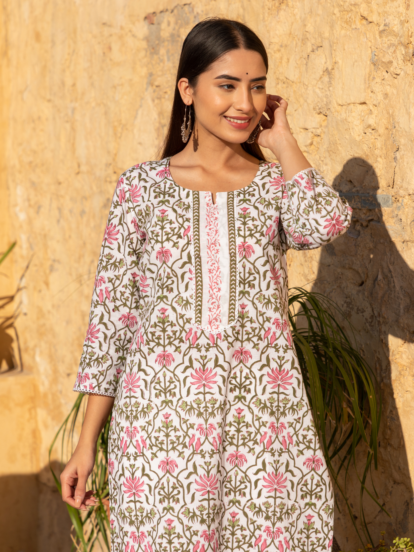 Pink Floral Jaal Baagh Collection Kurta Set