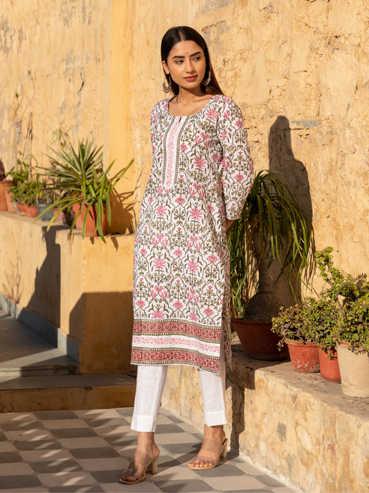 Pink Floral Jaal Baagh Collection Kurta Set