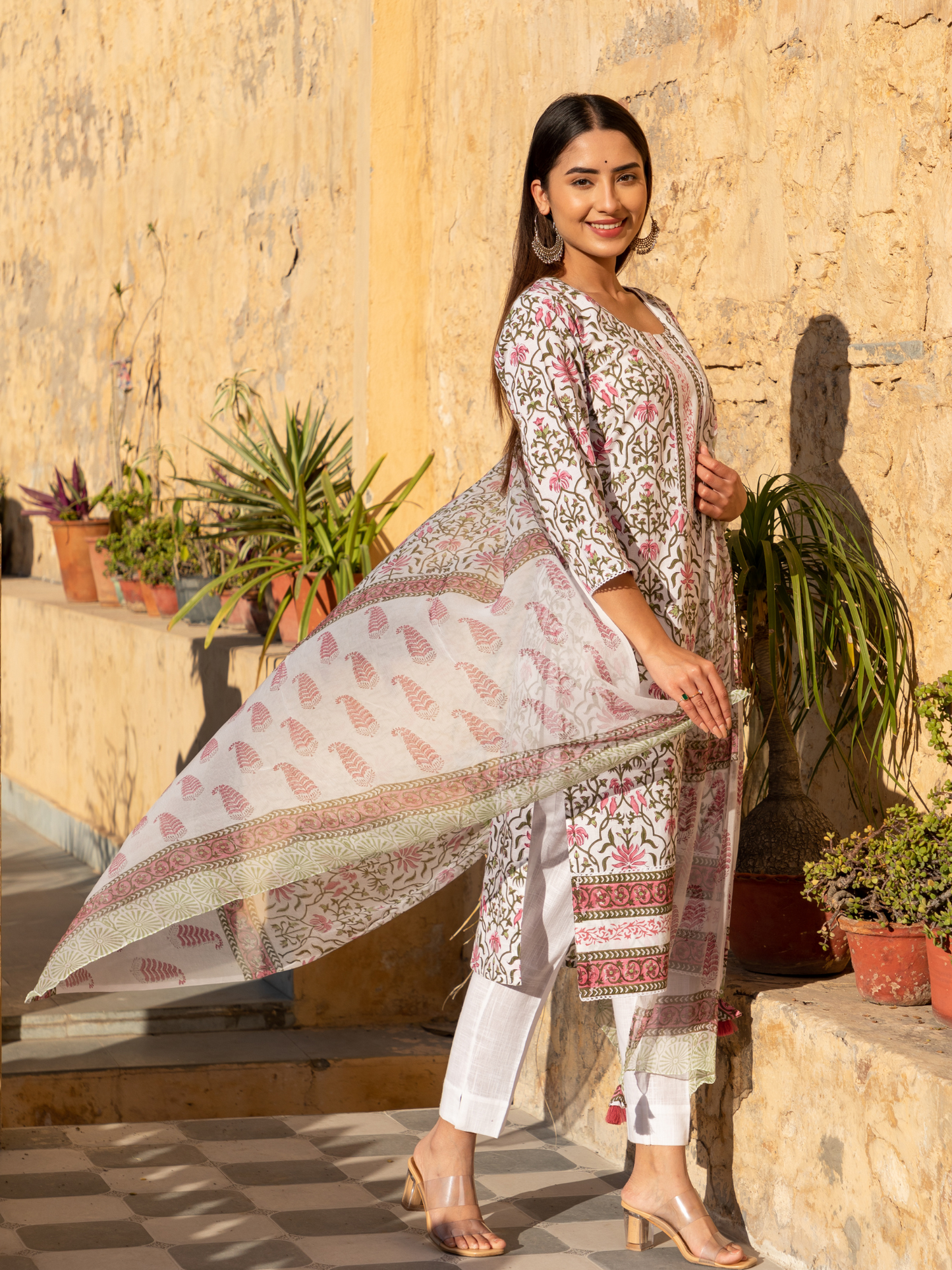 Pink Floral Jaal Baagh Collection Kurta Set