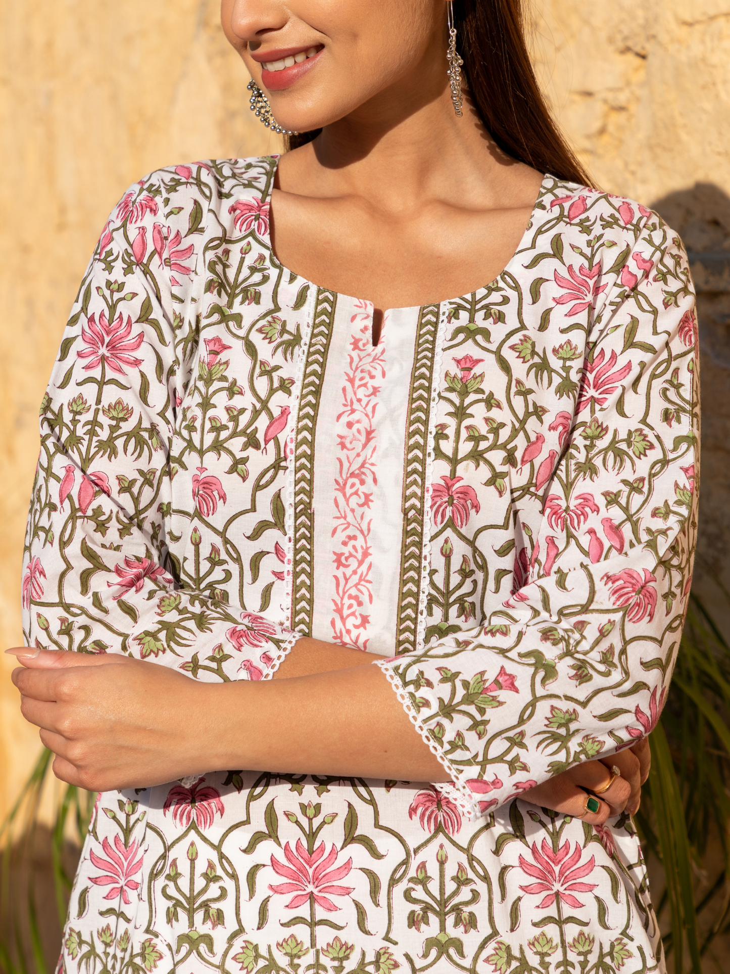 Pink Floral Jaal Baagh Collection Kurta Set