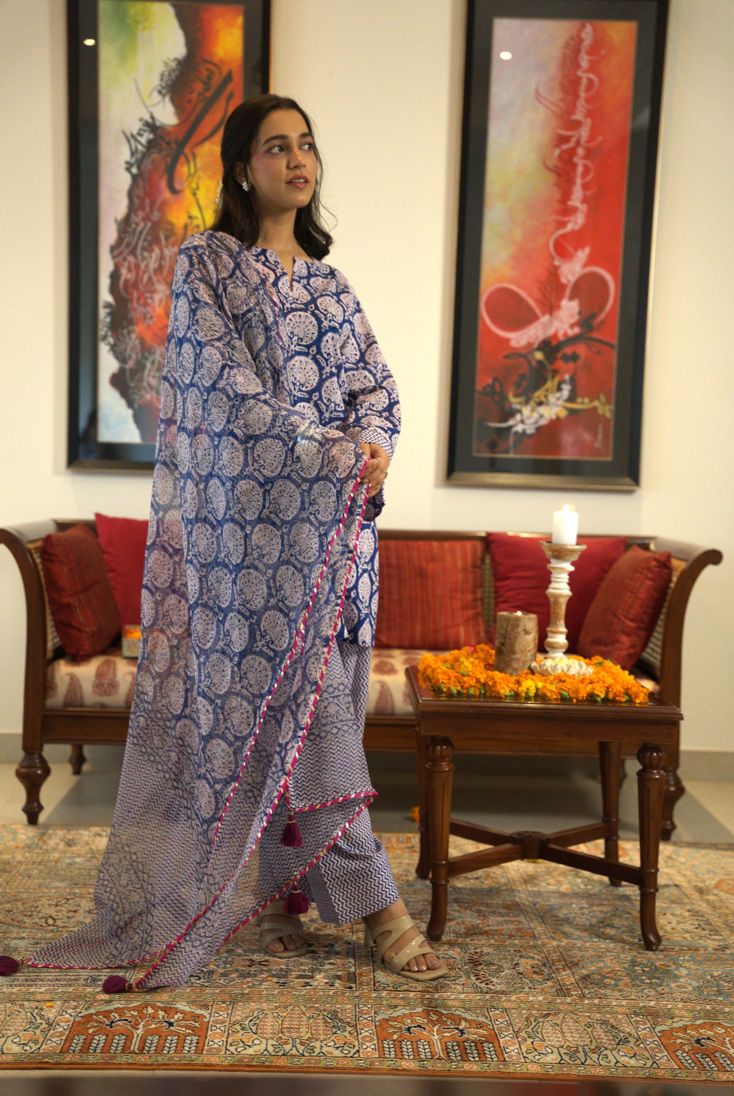 Zarqaa Block Print Kurta Set