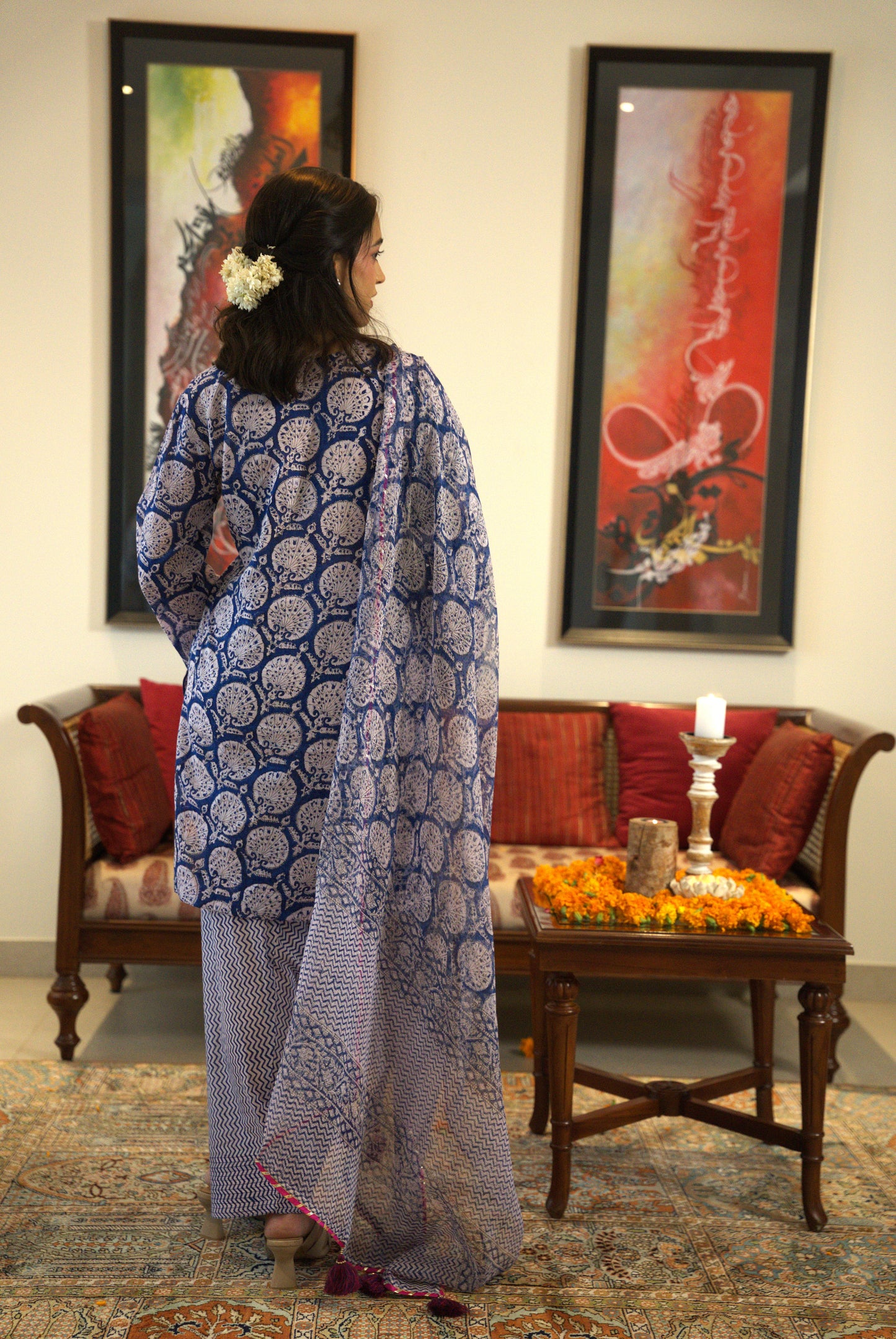Zarqaa Block Print Kurta Set