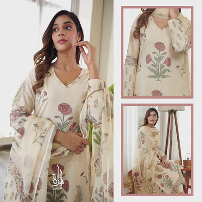 Gul Poppy Paisley Floral Buta Kurta Set